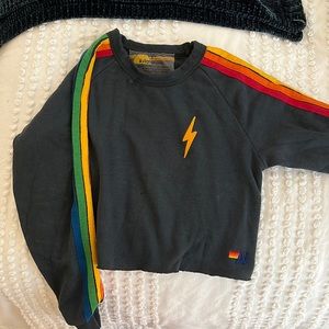 Aviator Nation Bolt Embroidery 5 Stripe Crew Sweatshirt